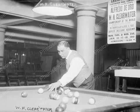 WH Clearwater Playing Pool wEvent Poster1911 Vintage 8x10 Reprint Of Old Photo - Photoseeum