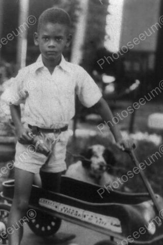 Black Boy Rides Antique Wagon Dog Watches 4x6 Reprint Of Old Photo - Photoseeum