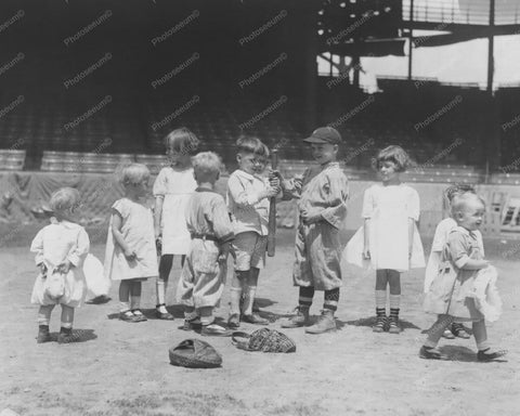 Very Young Children On Baseball Field 8x10 Reprint Of Old  Photo - Photoseeum