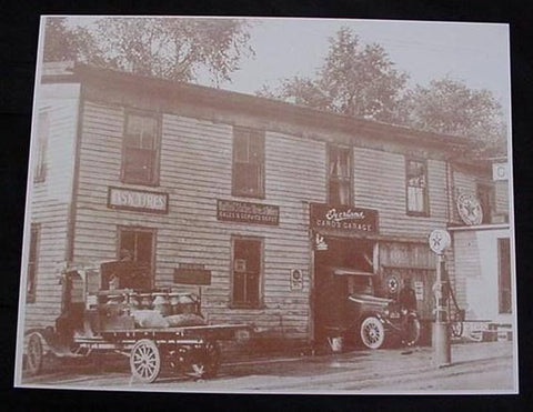 Overland Card's Garage & Milk Truck Vintage Sepia Card Stock  Photo 1930s - Photoseeum