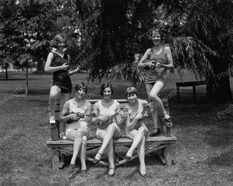 Girls Playing Ukeladies1926 Vintage 8x10 Reprint Of Old Photo - Photoseeum