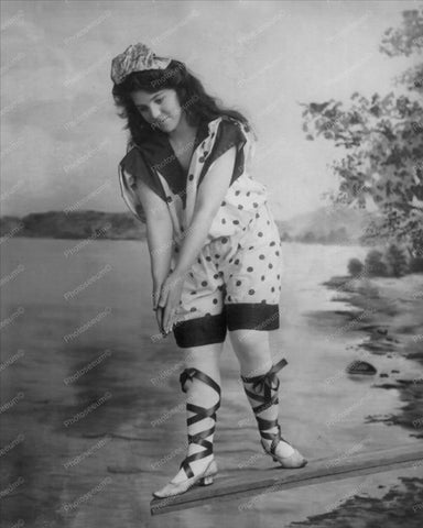 Victorian Girl in Bathing Suit Dive 8x10 Reprint Of Old Photo - Photoseeum