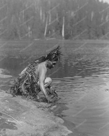 Nootka Indian Takes Ceremonial Bath 8x10 Reprint Of Old Photo - Photoseeum