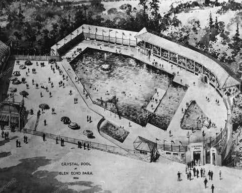 Glen Echo Crystal Pool Aerial View 1930s 8x10 Reprint Of Old Photo - Photoseeum