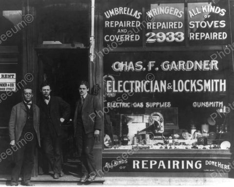 Locksmith & Electrician Store Front 8x10 Reprint Of Old Photo - Photoseeum