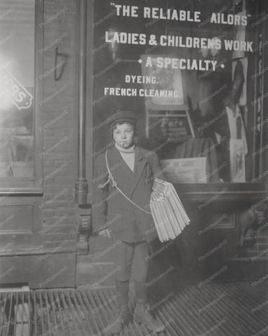 Smoking Young Newspaper Boy Vintage 8x10 Reprint Of Old Photo - Photoseeum