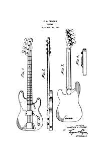 USA Patent Fender Precision Base Guitar v1 1950's Drawings - Photoseeum