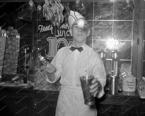 Soda Jerk Making Milkshake Vintage 8x10 Reprint Of Old Photo - Photoseeum
