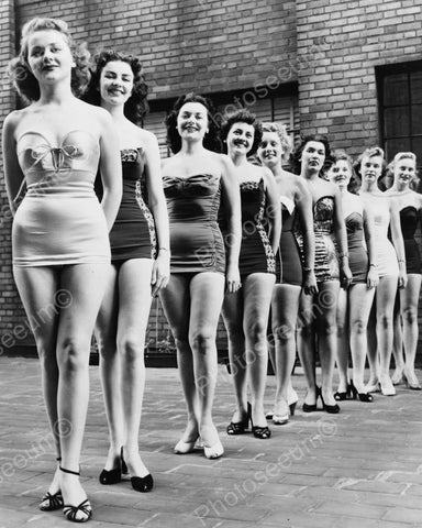 Beauty Pageant Contestants In Line Up 8x10 Reprint Of Old Photo - Photoseeum