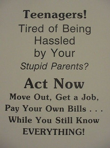 Teenagers Card Stock Sign  With Advice - Priceless! 1940s - Photoseeum