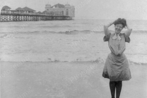 Atlantic City Beach Wading Girl 4x6 Reprint Of 1900s Old Photo - Photoseeum