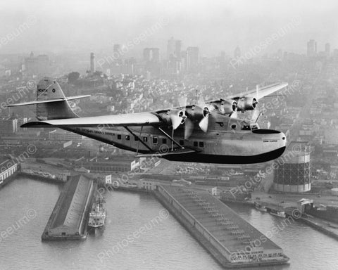 China Clipper Plane Over San Francisco 1936 Vintage 8x10 Reprint Of Old Photo - Photoseeum