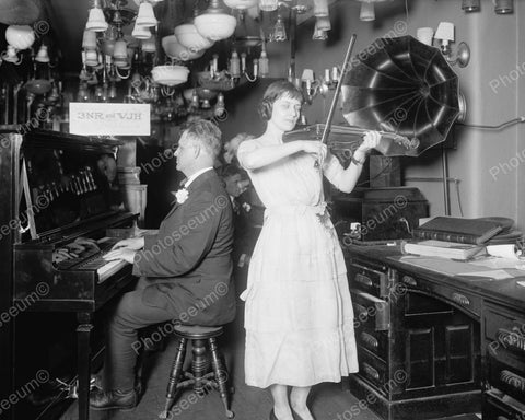 Two Making Music Together 1921 Vintage 8x10 Reprint Of Old Photo - Photoseeum