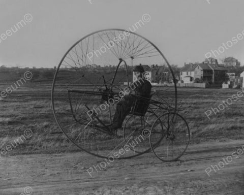 Tricycle With Large Middle Wheel 1882 Vintage 8x10 Reprint Of Old Photo - Photoseeum
