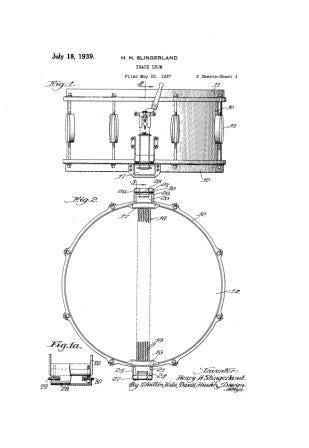 USA Patent Slingerland Super Radio King Snare Drum Drawings - Photoseeum