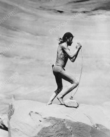 Native Indian In Loin Cloth Strings Bow 8x10 Reprint Of Old Photo - Photoseeum