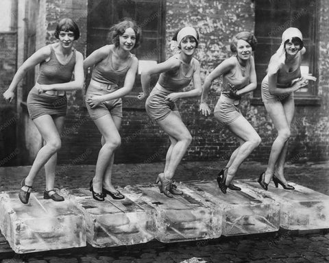 Dancers On Ice Blocks Vintage 8x10 Reprint Of Old Photo - Photoseeum
