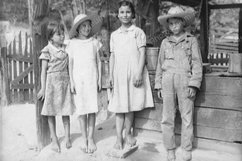 Young Barefoot Country Kids Circa 1920s 4x6 Reprint Of Old Photo - Photoseeum