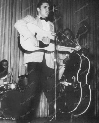 Elvis Performing With His Band Vintage 8x10 Reprint Of Old Photo - Photoseeum