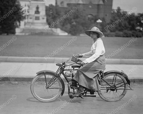 Young Woman On Motorbike Vintage 8x10 Reprint Of Old Photo - Photoseeum