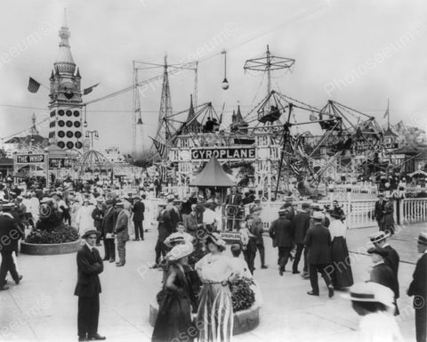Coney Island Luna Park Gyroplane Ride 8x10 Reprint Of Old Photo - Photoseeum