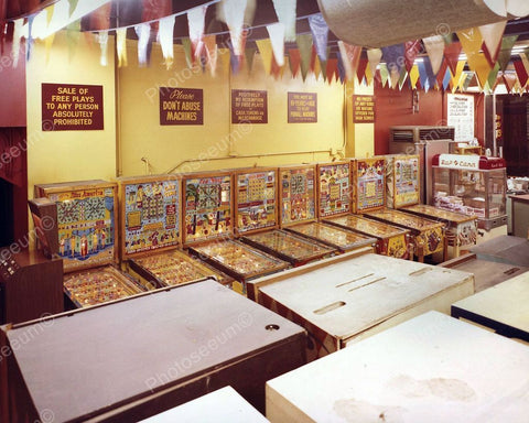 Bingo Pinball Machines in Arcade Vintage 1960's 8x10 Reprint Old Photo - Photoseeum