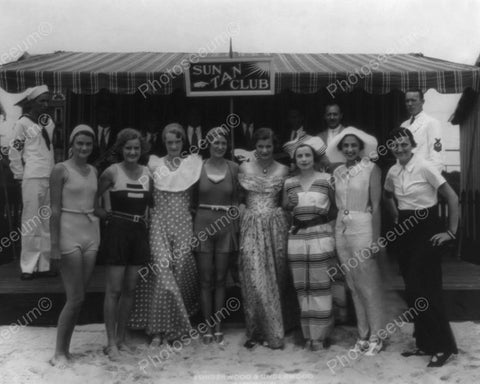 "Sun Tan Club" Women Group Pose Vintage 8x10 Reprint Of Old Photo - Photoseeum