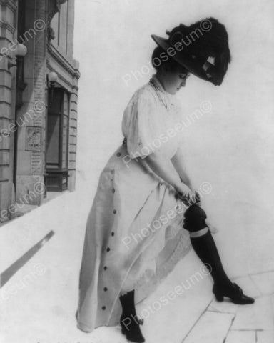 Victorian Lady Hides Money In Garter 8x10 Reprint Of Old Photo - Photoseeum