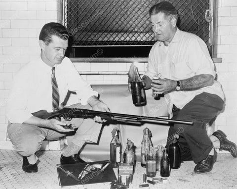 Weapons And Molotov Cocktails Confiscated Gang Vintage 8x10 Reprint Of Old Photo - Photoseeum