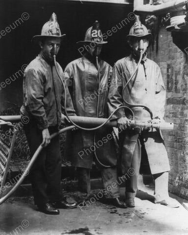 Firemen Wear Vintage Smoke Masks 8x10 Reprint Of Old Photo - Photoseeum