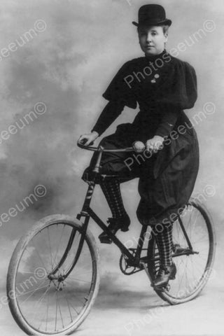 Victorian Lady Poses On Bicycle 1800s 4x6 Reprint Of Old Photo - Photoseeum