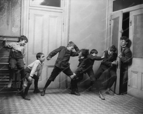 Victorian Boys Push Door Against Teacher 8x10 Reprint Of Old Photo - Photoseeum