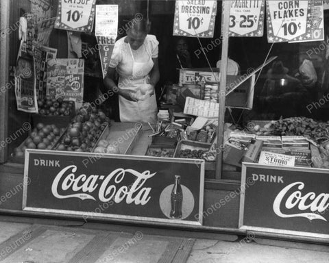 Grocery Window Coke Signs 1941 Vintage 8x10 Reprint Of Old Photo - Photoseeum