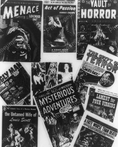 Horror Covers On Comic Books 1954 Vintage 8x10 Reprint Of Old Photo - Photoseeum