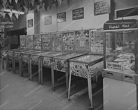 Row Of Bingo Pinball Machines In Arcade 8x10 Reprint Of Old Photo - Photoseeum