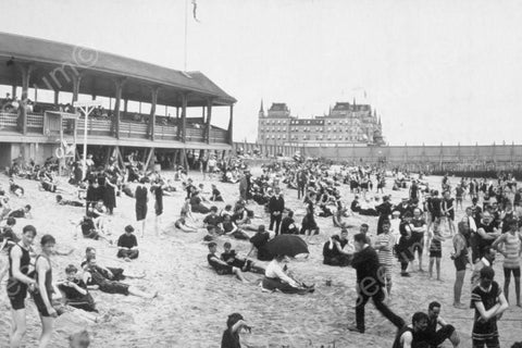 Manhattan Crowded Beach Scene 1900s 4x6 Reprint Of Old Photo - Photoseeum