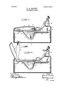 USA Patent Bailey Mechanical Bank 1890's Drawings - Photoseeum