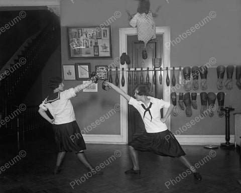 Girls Spar In Fencing Match 1900s  8x10 Reprint Of Old Photo - Photoseeum