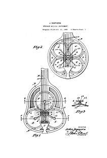 USA Patent 1920's J Dopyera 3 Cone National Guitar Drawings - Photoseeum