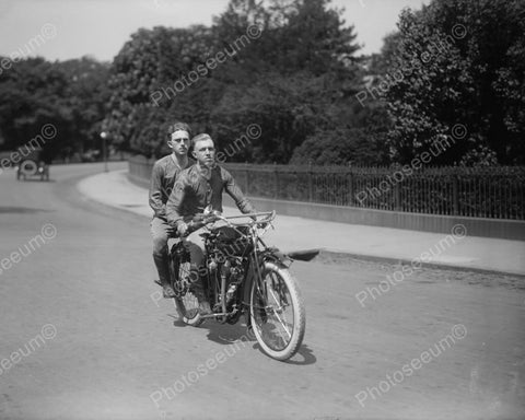Young Men Ride Antique Motorcycle 1900s Old 8x10 Reprint Of Photo - Photoseeum