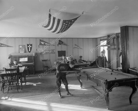 Boys Playing Game Of Pool 1920's Vintage 8x10 Reprint Of Old Photo - Photoseeum