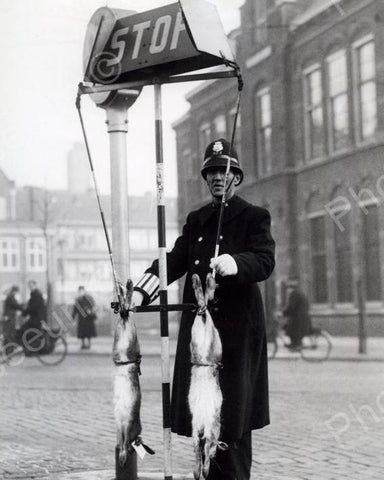 Rabbits Given As Gift To Traffic Officer 1939 Vintage 8x10 Reprint Of Old Photo - Photoseeum