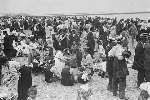 Coney Island Beach Day Gathering 4x6 Reprint Of 1920s Old Photo - Photoseeum