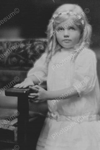 Little Victorian Girl W Long Blonde Curls 4x6 Reprint Of Old Photo - Photoseeum