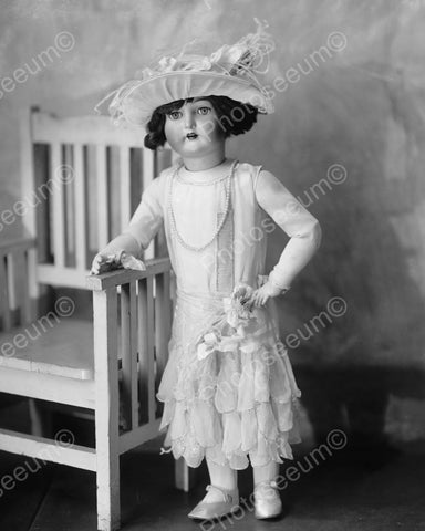 Antique Doll By Chair Vintage 8x10 Reprint Of Old Photo - Photoseeum