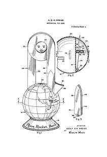 USA Patent Moon Rocket Bank 1960's Drawings - Photoseeum