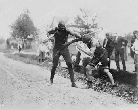 Jack Johnson Street Fighting With Opponent Vintage 8x10 Reprint Of Old Photo - Photoseeum