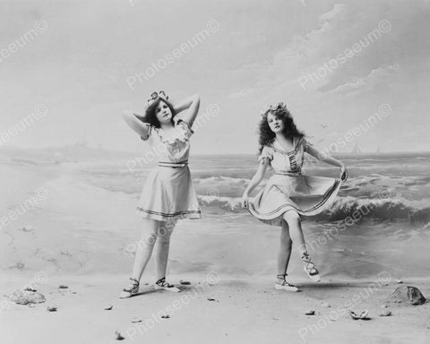 Pretty Ballerina Girls Dance On Beach! 8x10 Reprint Of Old Photo - Photoseeum
