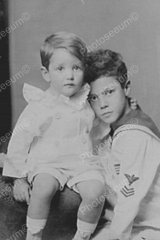 Sailor Boy & Beautiful Baby Boy Portrait 4x6 Reprint Of Old Photo - Photoseeum