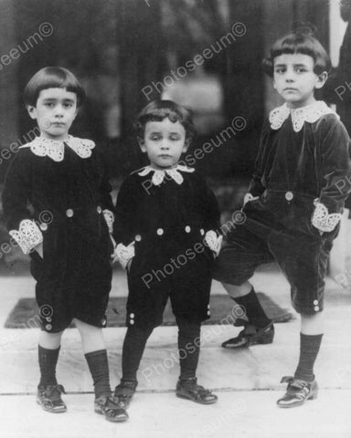 Adorable Boys Pose In Victorian Suits! Vintage 8x10 Reprint Of Old Photo - Photoseeum